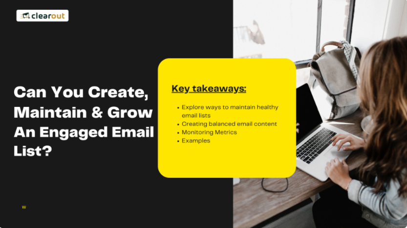 ClearoutIo's tweet photo. How To Create An Engaged Email List?
Here are 6 easy ways you'd be interested in - https://t.co/CVrxnLkegw

#emailmarketing #emailing #emaillist #growit #ReachEachLead #Clearout #emailfinder #emailverifier #emailverification #leadgeneration #sales https://t.co/bv8cHkSWTK