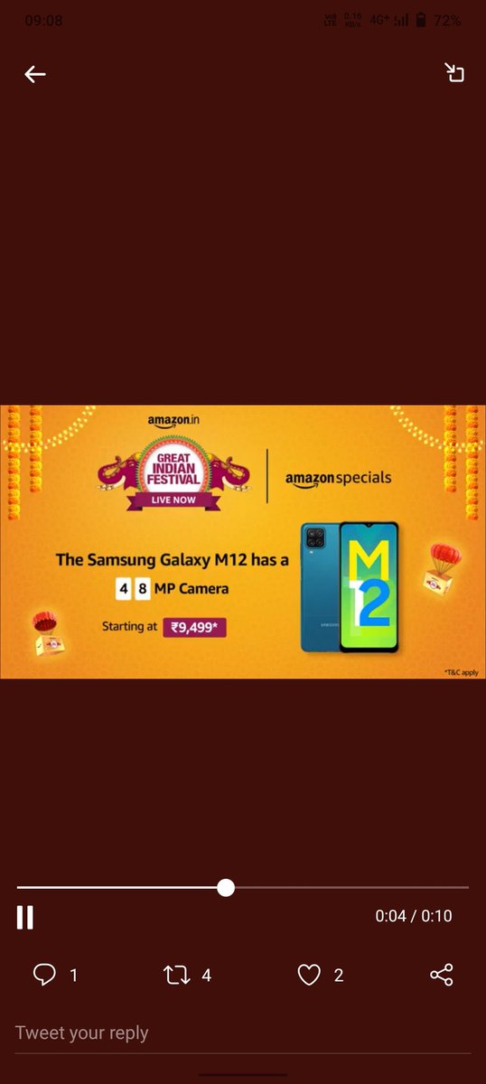 KaruleXa16's tweet photo. @amazonIN #AmazonGreatIndianFestival 
#SamsungGalaxyM12OnAmazon 
@amazonIN 
🙂 https://t.co/jKRWz4kkXf