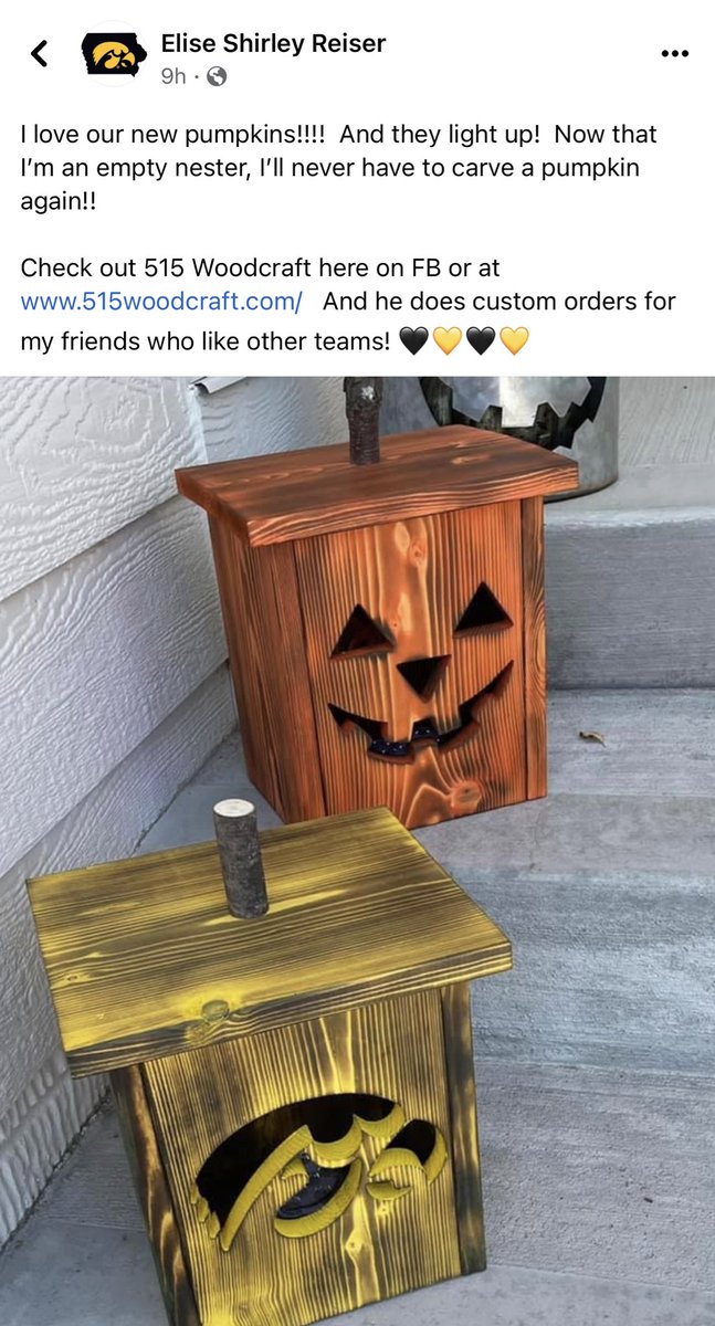 515Woodcraft's tweet image. Love it when we make customers happy and they refer us to their neighbors! So many pumpkins being made and delivered! 🎃🎃🎃🎃🎃

515woodcraft.com/collections/ja…
