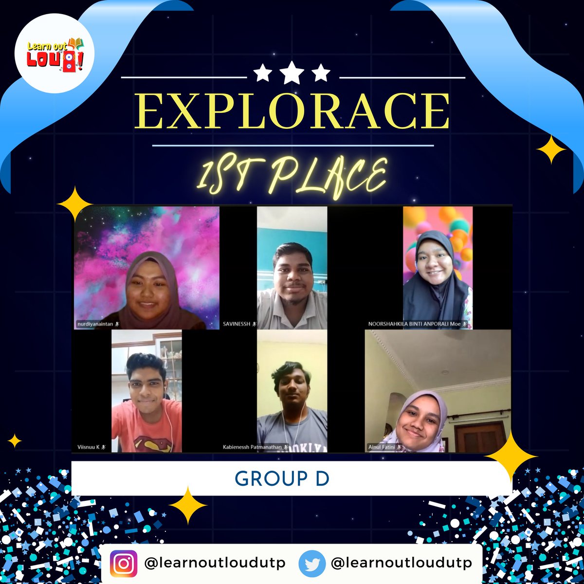 learnoutloudutp's tweet photo. 🏆 [EXLORACE WINNERS] 🎉

🥳 Congratulations to all winners! 👏🏻

📢 We would like to express our gratitude to all participants! Your participation is highly appreciated and we thank you for your support. 💪🏻

#SpreadConfidence
#SpeakYourMind
#LearnOutLoudUTP
#LOL_UTP2021
#UTPMPU4 https://t.co/Tc6AHxFMJc