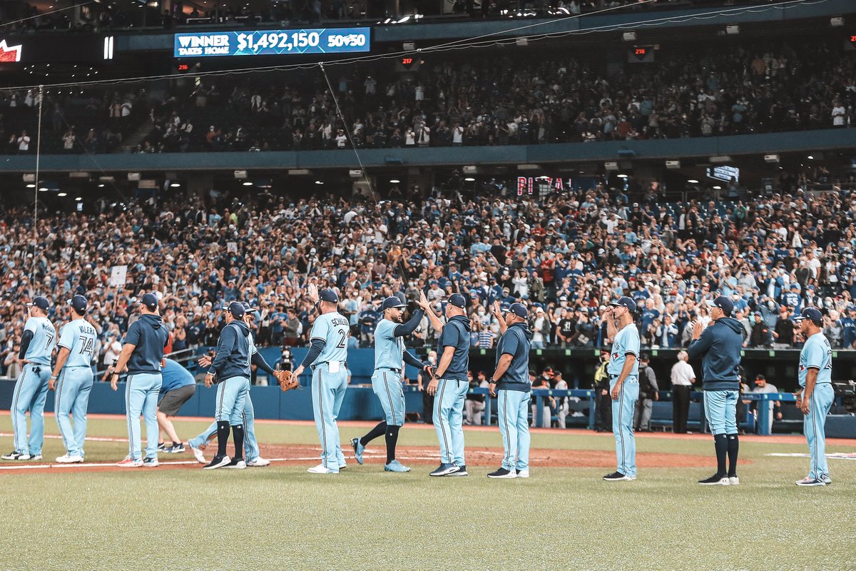 Sportsnet's tweet photo. Three homes
91 wins
Four players with 100+ RBIs
MVP candidate
Cy Young Candidate

An incredible season for the @BlueJays! 👏💙 https://t.co/ITFUDgK2jg