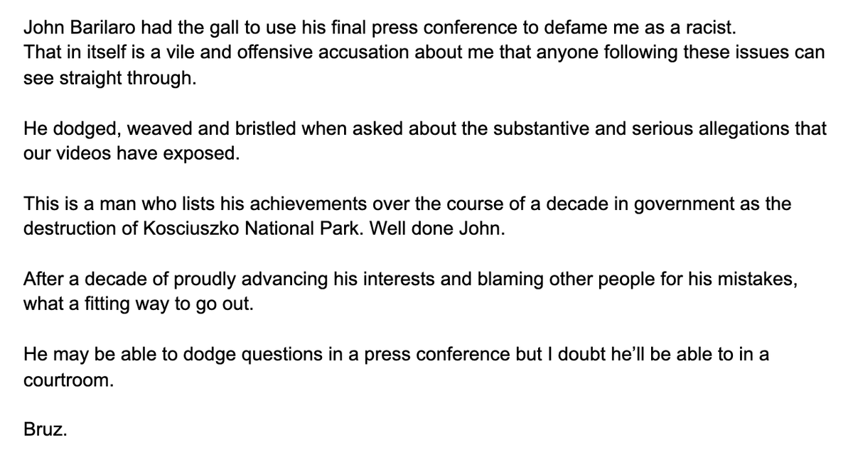 friendlyjordies's tweet photo. A statement from Jordan Shanks regarding John Barilaro's resignation. https://t.co/FxST8GxmFa