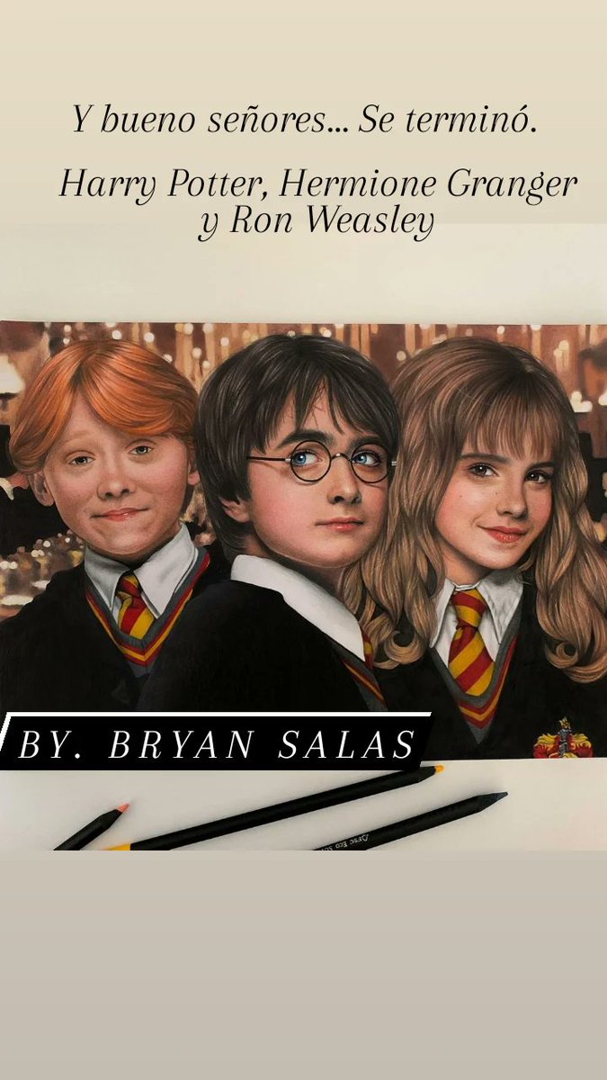 22bryan22's tweet photo. Y ahora sí! Harry Potter, Hermione Granger y Ron Weasley terminados! Gracias por todo el apoyo que siempre me dan y por difundir mi arte, se les quiere muchísimo. #HarryPotter https://t.co/ff58P6UyBU