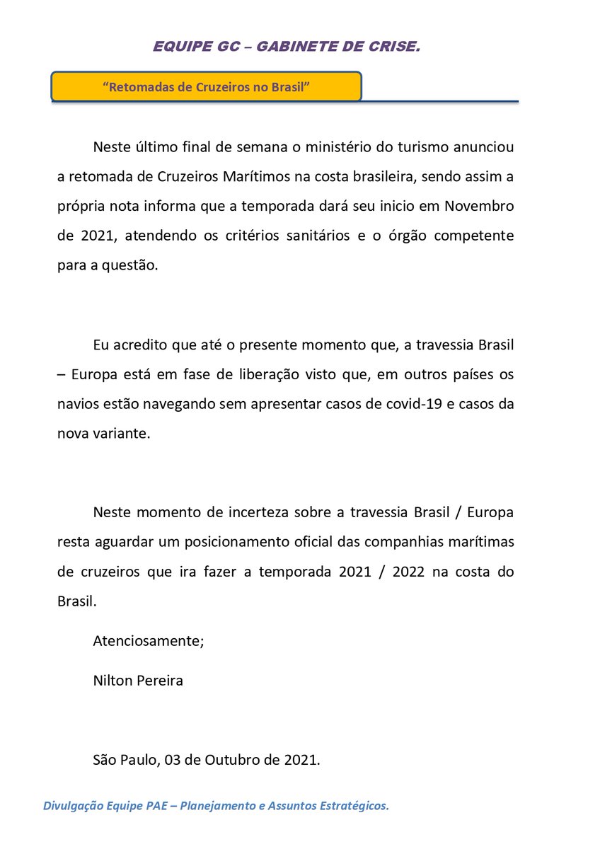 niltiss's tweet photo. Segue Nota da Temporada de Cruzeiros na Costa do Brasil 2021 / 2022.
#EquipeGC #EquipePAE https://t.co/FVCGHyMrCE