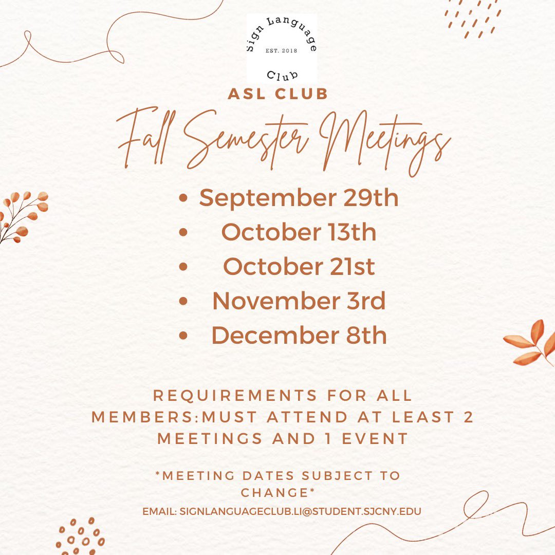 SJLIASLClub's tweet photo. here are our meeting dates! *subject to change* https://t.co/gaRv6evCsS