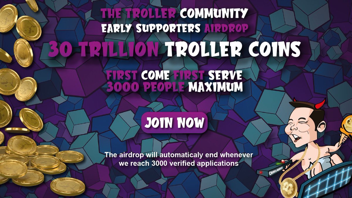 ↔️Airdrop Alert !! 
The Troller The  Father Of Meme Coins &amp; The Next Big Thing in NFTs &amp; Art Blockchain Fashion 🚀🚀🚀
💎Giving Away 30 Trillion Coins For Community Early Supporters 
👇Tag @elonmus #Thetrollercoin
Airdrop Task List : 
docs.google.com/forms/d/e/1FAI…
