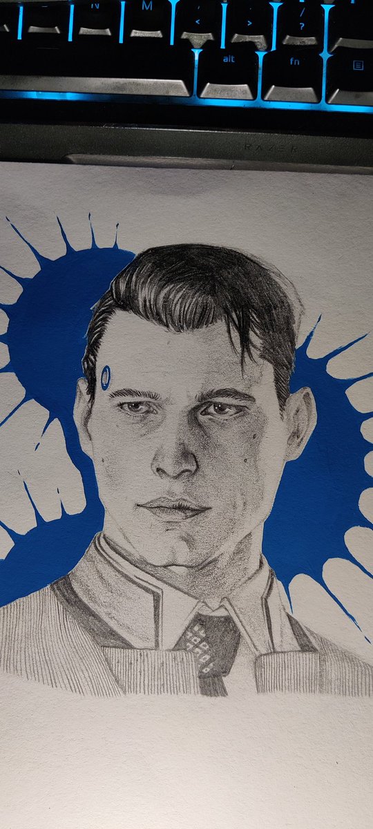 tyranusus's tweet photo. Who needs homework when you can just draw @BryanDechart ??! #ihopeidontfailmytestlol #DetroitBecomeHuman  #DechartGames #connorarmy https://t.co/XpxJc1uBQj