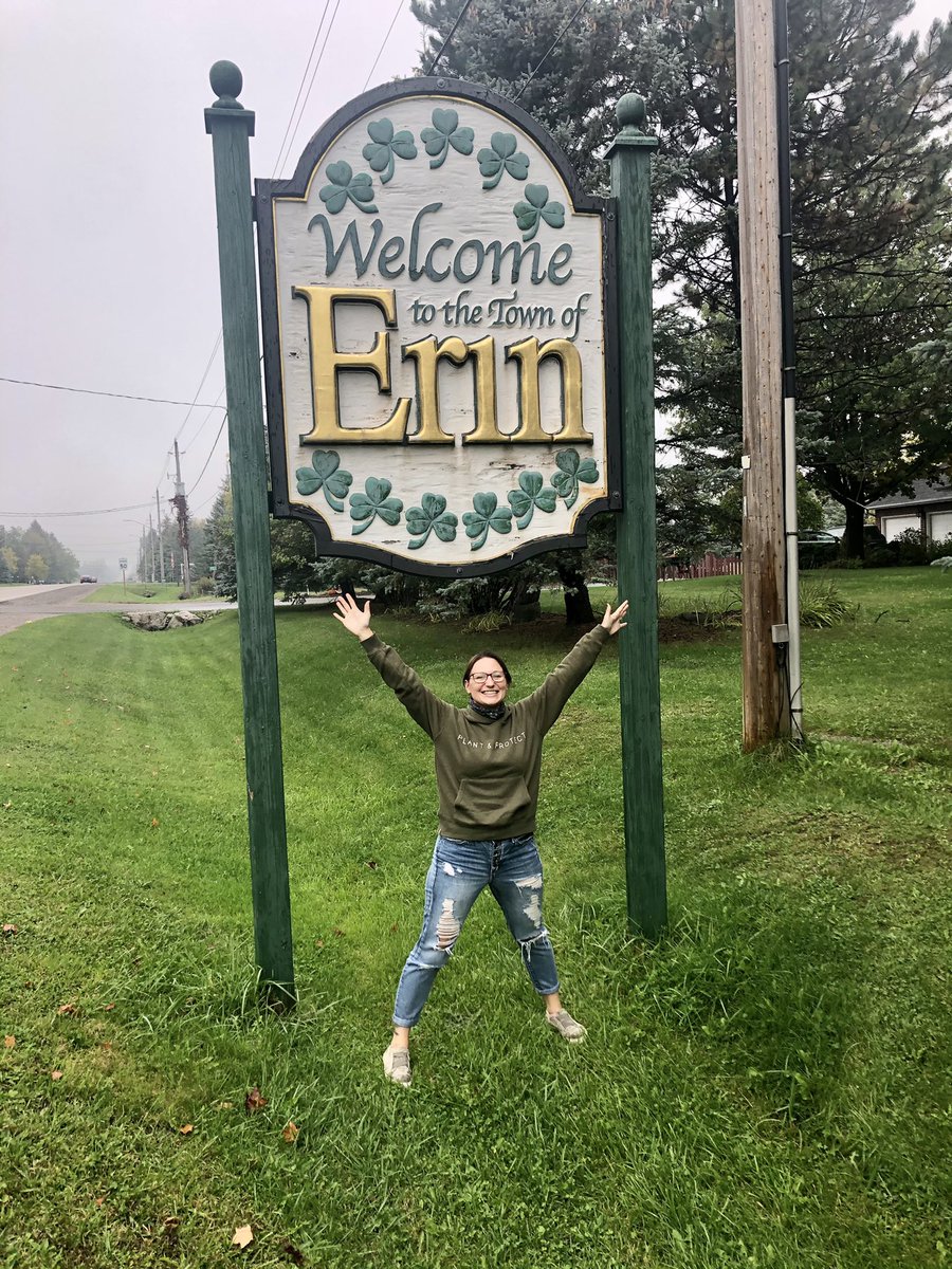 On our way home from our kid-free weekend getaway we drove thru Erin, ON...my husband veered to the shoulder, we jumped out &amp; he snapped this photo. We’ve seen this sign dozens of times over the years, but today was the day we decided to take this goofy picture. ♥️🤣 #ErinInErin