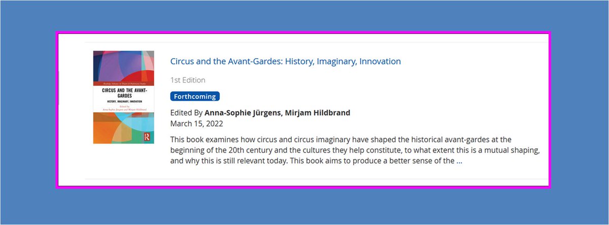 AnnaSo_Jurgens's tweet photo. We got a first announcement!🥳with Mirjam Hildbrand🤓emerging from my time as a fellow at @DHC_Berlin & a 2020 conference on Circus and the Avant-Gardes supported by @EXC2020 @atraninger1! #circus #circusandscience #interdisciplinary #modernism #animation #cinemaofattractions https://t.co/UDUzELHIlA