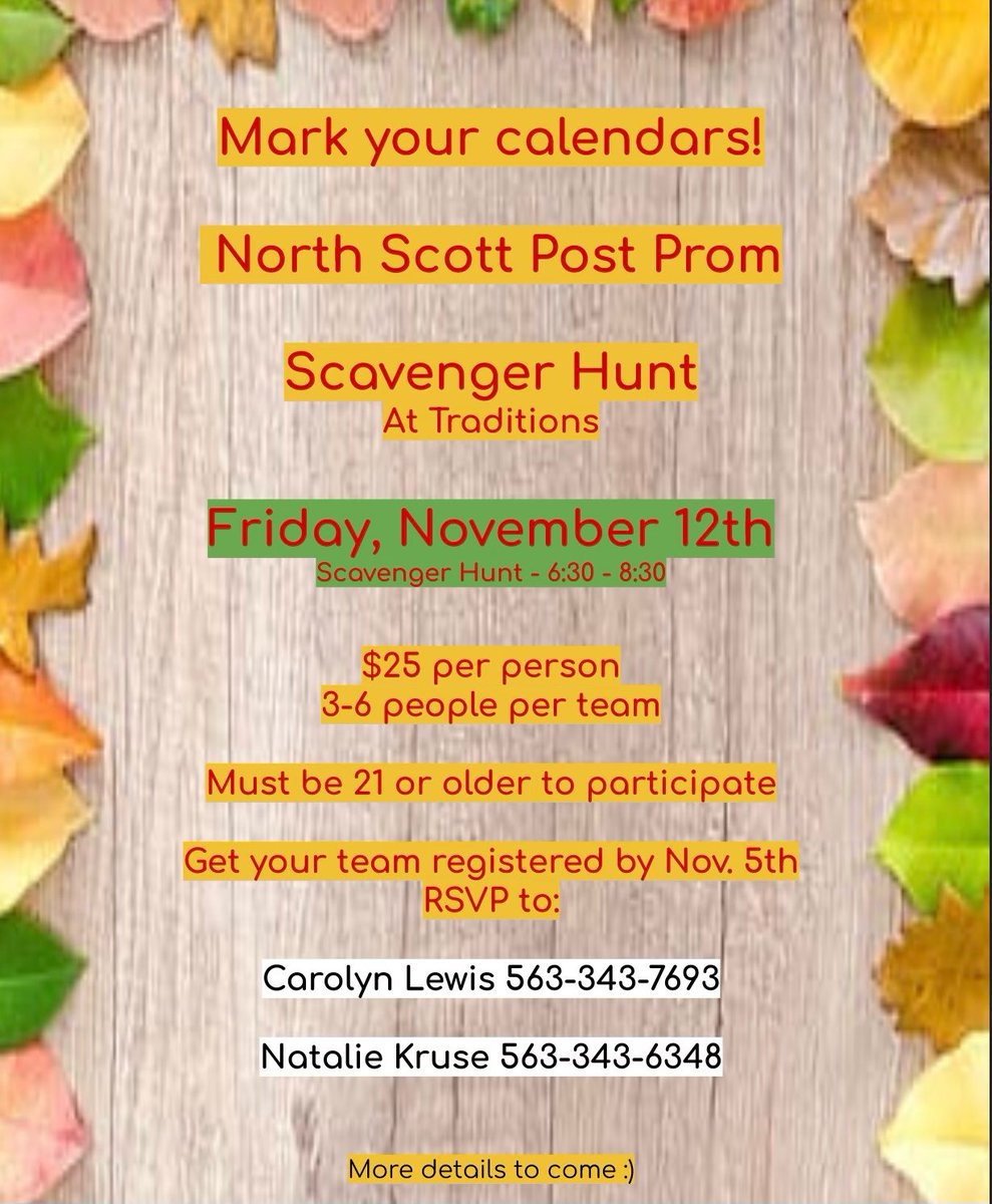 Be sure to get a team signed up to help support NS Post Prom. It will be a fun night!