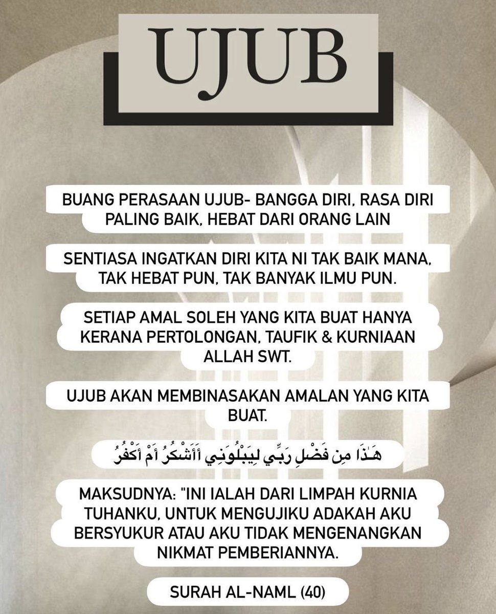 AifaaRedzuan's tweet photo. Jauhlah dari perasaan ujub ni. https://t.co/xA9smSZcQK