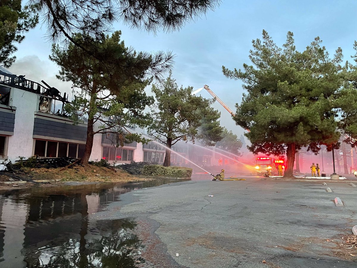SBCOUNTYFIRE's tweet photo. #HospitalityFire (Final) Fire knocked down. Crews will remain on scene for multiple hours working on salvage, overhaul and investigation. https://t.co/4jiBS0qnUU