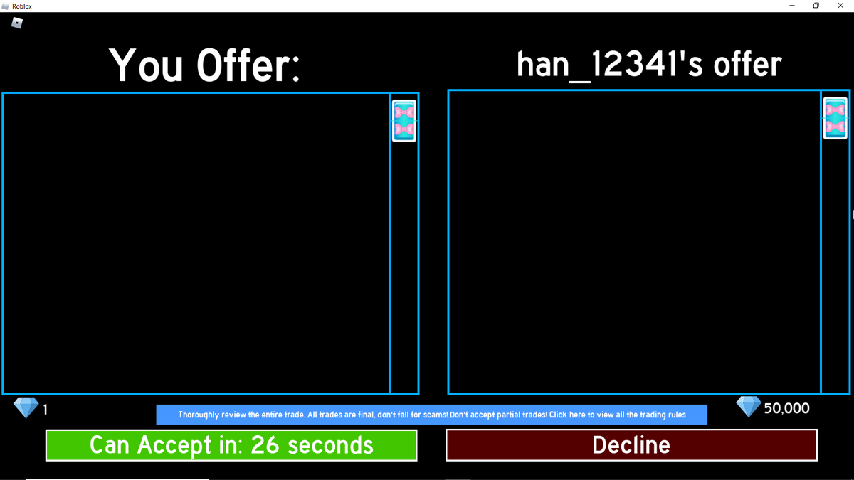 sskylaa__'s tweet photo. Succes cross trade with @Hanaganz36 ! also i forgot to screen shot the second trade me offering xmas for her 100 k ^^ tysm! https://t.co/DP4n6Ko5Om