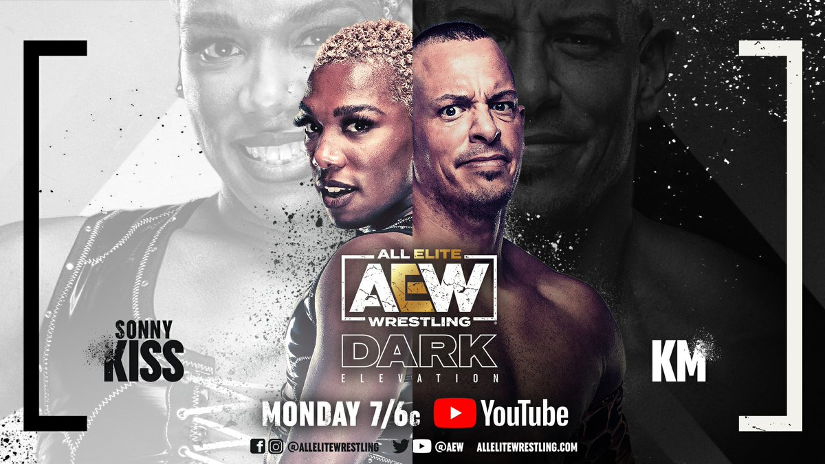 AEW's tweet photo. #AEWDarkElevation airs tomorrow at 7/6c - https://t.co/lBSV4rTE11
-@SonnyKissXO v @Superstar_KM
-#Obariyon/#Kodama v @Santana_Proud/@Ortiz_Powerful
-#ShayneStetson/@justinCorino/@1MANTHRILLRIDE1 v @GarciaWrestling/#2point0 (@MattTheShow/@JeffTheShow)
-@Skyebyee v @EmiSakura_gtmv https://t.co/lXiYJ7FjKy
