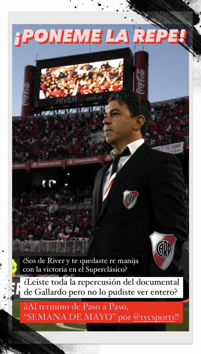 ¿Te quedaste manija? ¿No pudiste verlo? ¡HAY REPE SEÑORAS Y SEÑORES! Después de Paso a Paso, por <a href="/TyCSports/">TyC Sports</a> no te pierdas EL DOCUMENTAL DE GALLARDO. “SEMANA DE MAYO”. #VarEnTycSports 😎⚽️🙌🏼