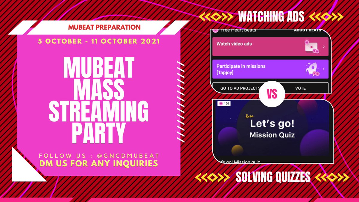 GncdMubeat's tweet photo. [#GoldenChild Mubeat Mass Streaming Party]

When : 5 Oct - 11 Oct (10 PM KST - 12 AM KST)

How : 
- Search Golden Child DDara
- Play the mv once per hour
- 1 device = 1 account https://t.co/xzPsrwXmzq