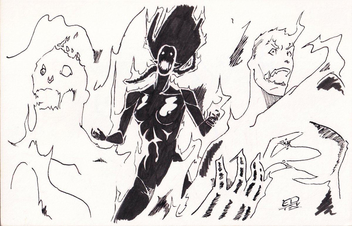 MonsterCComics's tweet photo. These were really fun. Lots of ink on my fingers. I guess #inktober2021 ? https://t.co/8UcuVgzEuZ