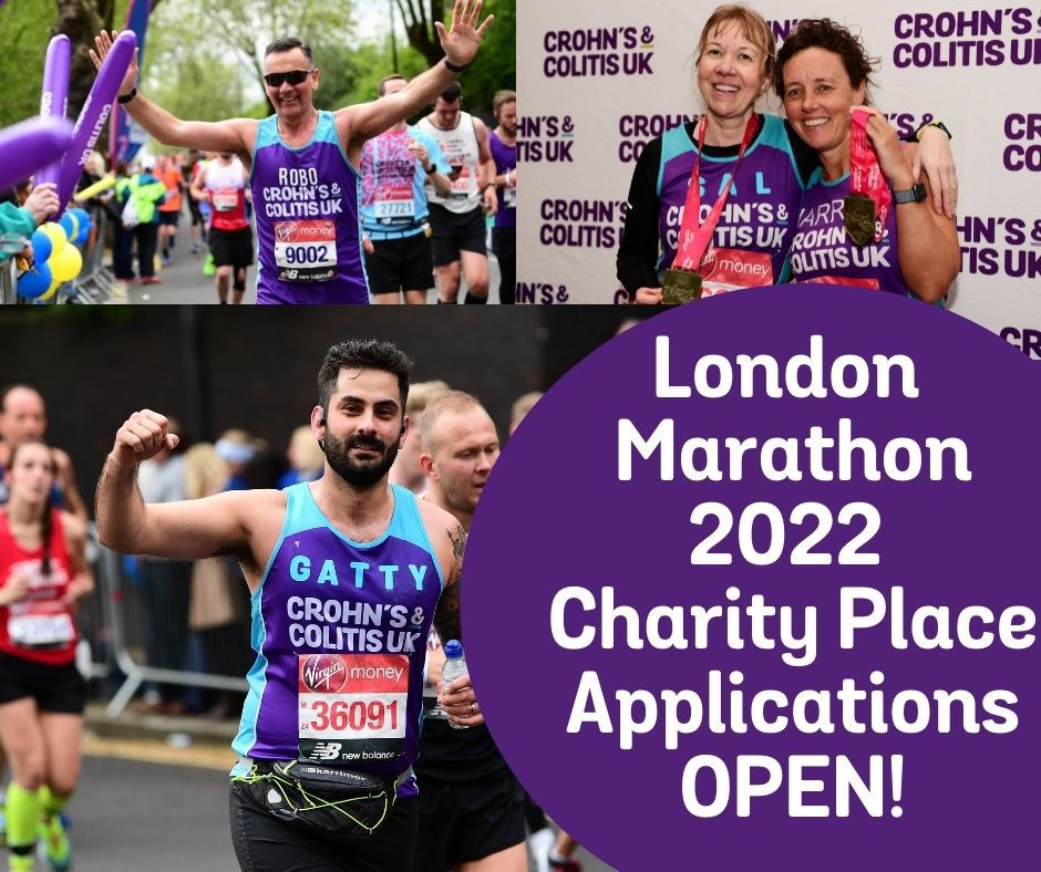 CrohnsColitisUK's tweet photo. We're in awe of our runners taking on the London Marathon yesterday! If you are inspired to take on the challenge for 2022, we're pleased to announce applications are now open to be in with a chance to gain a charity place with Team Crohn's &amp; Colitis UK. 
https://t.co/TMnwabOC4x https://t.co/mTD7ZG9ny6