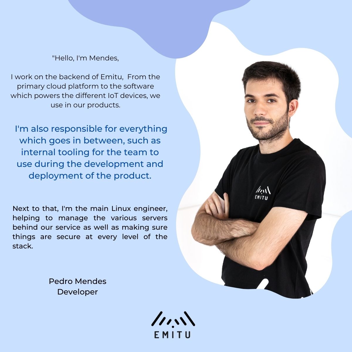emitucom's tweet image. Get to know more about our Developer Pedro Mendes 💪

#IoT #emitu #emituteam #iotsolutions #technology #tech #innovation #iotplatform #internetofthings #digitaltransformation  #iiot