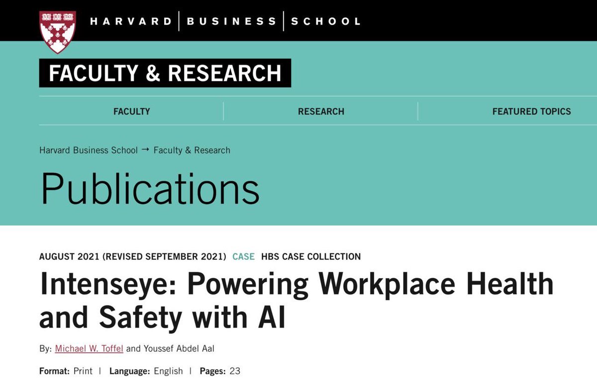 🎓 <a href="/intenseye/">intenseye</a> is now a <a href="/HarvardHBS/">Harvard Business School</a> case study! We hope that the case will inspire scholars about the future of employee health and safety.