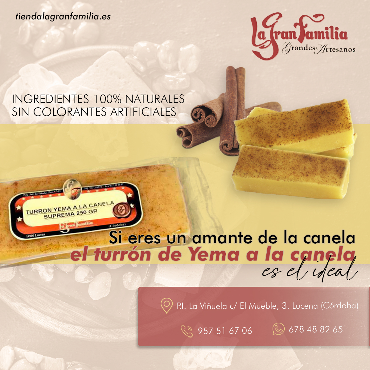 TurronesLGF's tweet image. Nuestro #Turrón de #Yema a la #Canela es un producto #artesanal prácticamente exclusivo ✨ Un sabor explosivo y #dulce que hace que cada bocadito sea único y muy especial 😍 Contacta con nosotros y te contamos cómo y dónde conseguirlo.