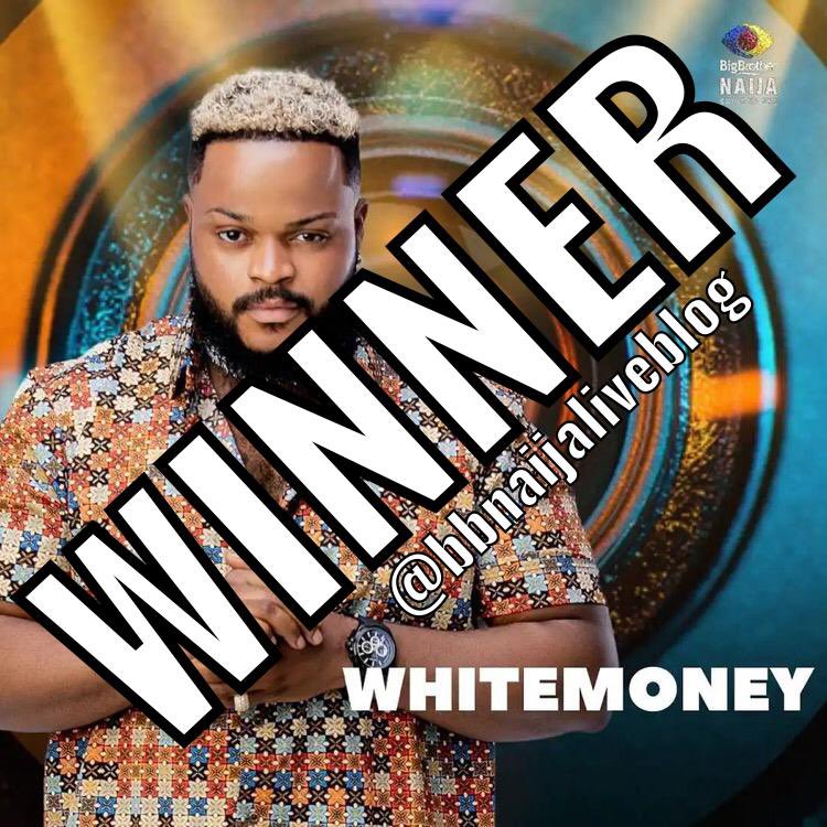 BBNaijaLiveBlog's tweet photo. WHITE MONEY is the WINNER of this year’s Big Brother Naija Season 6 “Shine Ya Eye”. 

Follow @BBNaijaLiveBlog for more updates. 

#BBNaija #BBNaija6 #BBNaijaSeason6 #ShineYaEye #BBNaijaShineYaEye #BBNaijaLiveShow #BBNaijaLiveEvictionShow #BBNaijaEvictionShow #MoneyGeng https://t.co/Tw0zez04nb