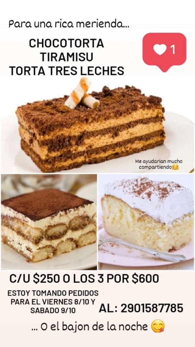 Holaa mi hermana esta viendiendo postresitos,con un rtw ayudarian mucho,gracias❤️🙌🏻