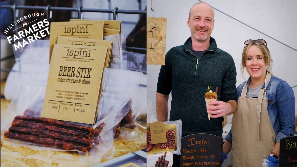 if you like cured meats then you have to try Ispini charcuterie @ispini_cured They make a range of award-winning cured meats including chorizo beer stix and coppa. They'll be at the next #HillsboroughFarmersMarket, but in the meantime check out their shop in #Moira.