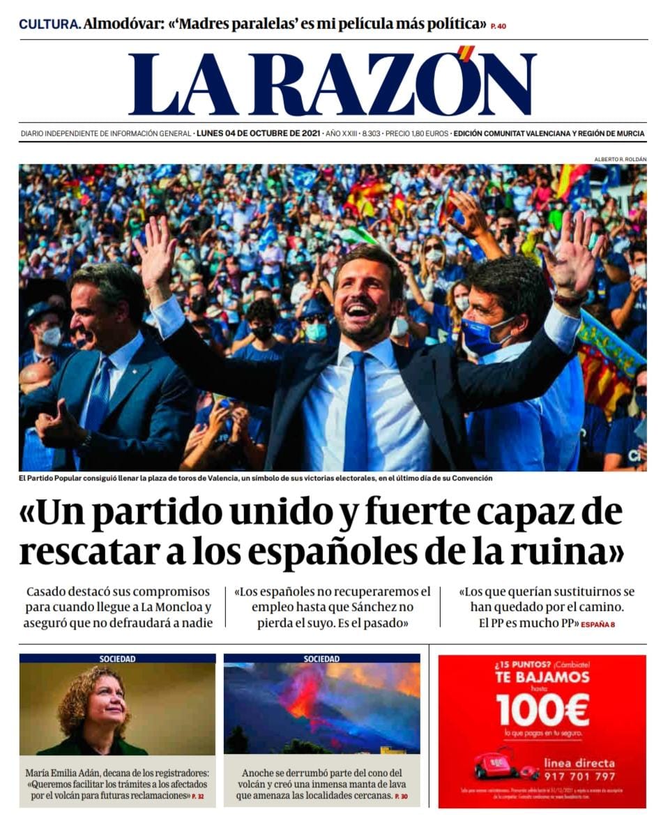 ppcv's tweet photo. Las portadas anuncian el cambio: Valencia escribió ayer un día histórico para toda España 🇪🇸, el que marca un inicio de camino que llevará a @mjosecatala a la alcaldía de Valencia, a @CarlosMazon40 a la Generalitat Valenciana y a @pablocasado_ hasta la Moncloa.

#CreemosElCambio https://t.co/nTe0KG8pwo