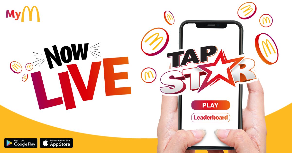 McDonaldsPK's tweet photo. Groove, play and win FREE meals because you can get all in Tap Star now!
Get tappin’ and download McDonald’s App now to get your free food: https://t.co/w44h3AVtRs
#McDonaldsApp #KaroTap #TapStar https://t.co/kOBBDoQIkQ