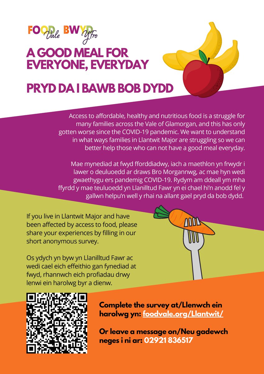 We want to do more to support families in Llantwit Major who are struggling to access food. 

Let us know your experiences via our survey: foodvale.org/llantwit/