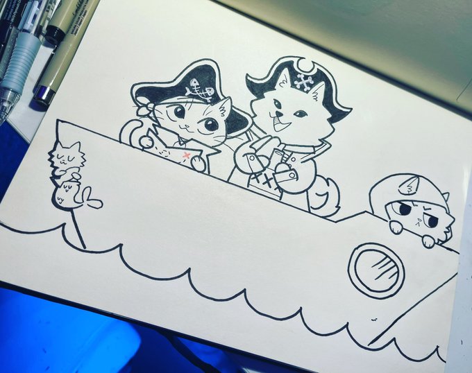#inktober2021day3 #vessel I drew my pets as pirates https://t.co/oZym23Llu3<a href="/tag/inktober2021day3"class="tags">#inktober2021day3</a><a href="/tag/vessel"class="tags">#vessel</a>