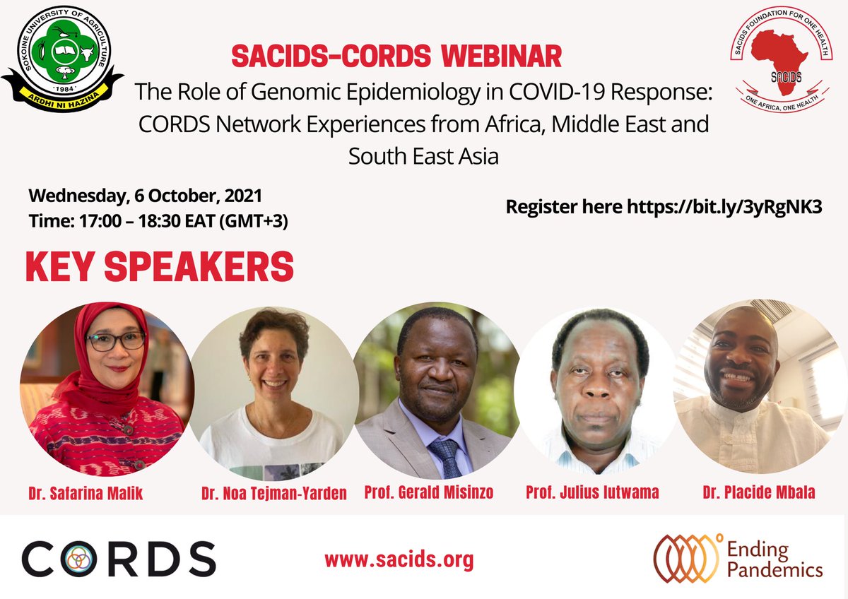 sacids's tweet image. Don't miss out #SACIDSCORDSWEBINAR  Oct. 6, 2021. Register here bit.ly/3Aimgul @EAIDSNet @CORDS_HQ @SokoineU @inrb_kinshasa @APEIROfficial @EndingPandemics @SkollFoundation @gatesfoundation @RockefellerFdn @muhimbiliuniver @UNZA_ZM @nicd_sa @gmisinzo @KatendiChangula
