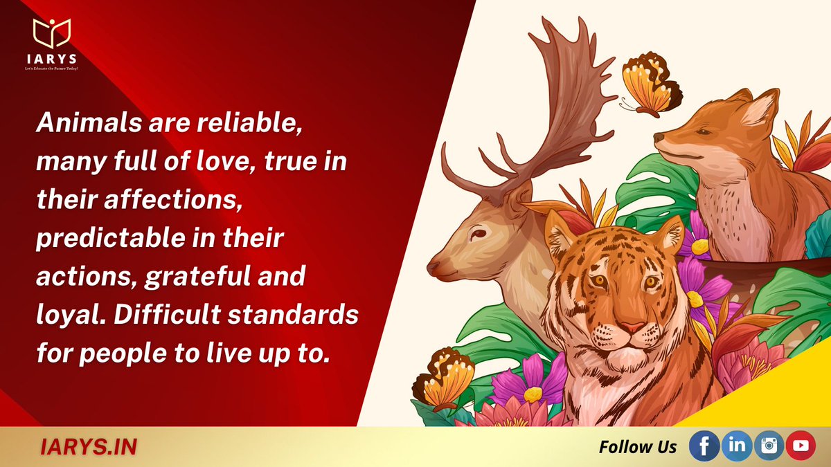iarys_education's tweet photo. Animals are an integral part of our ecosystem as much as humans and plants. The role of animals is insurmountable in our scheme of life. Right from maintaining ecological balance to bringing about human wellness, animals are crucial. 
IARYS wish you Happy World Animals Day! https://t.co/Q9oFs1AgCm