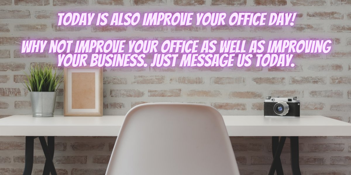 Today is also improve your office day! 
But why not improve your business at the same time by messaging blink media management today.

#office #officedesign #business #businessowner #promotions #promo #socialmediamarketing #socialmediamanager #smallbusiness #smallbusinessuk