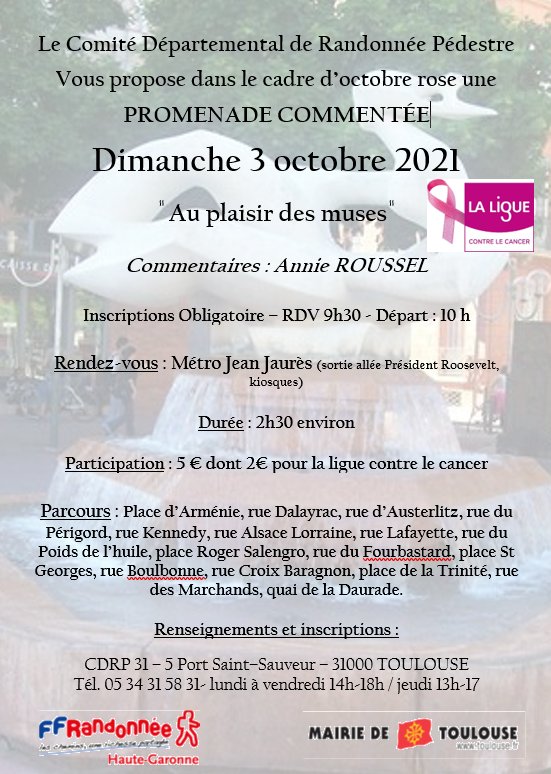 JWK_31's tweet photo. A l'occasion d'Octobre Rose, la balade toulousaine du CDRP31 d'hier s'est organisée autour des représentations féminines présentes dans le centre ville. Une visite très instructive et appréciée par les nombreux amateurs qui nous ont rejoints. https://t.co/ioXpwh2Z35