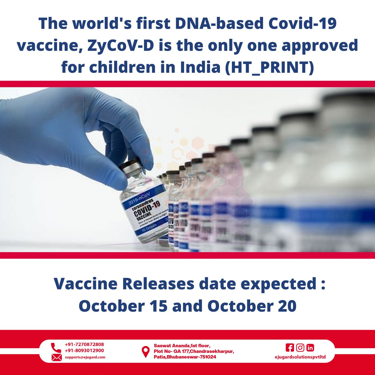 ejugardofficial's tweet photo. Coronavirus updates | ZyCoV-D
The Covid-19 vaccine for children between the ages of 12 and 17 years will be launched between October 15 and October 20”.
#covid #COVID19 #Update #vaccine #corona #coronavirus #health #news #india #ejugard #treatment #protection #children #ZycovD https://t.co/oEvHK8nllE