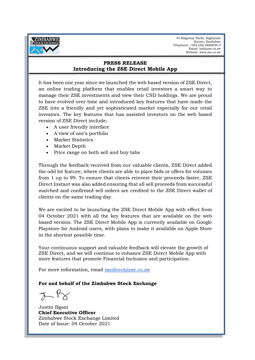 ZSE_ZW's tweet photo. Press Release: Introducing the ZSE Direct Mobile App https://t.co/VbXrhw6Lnh