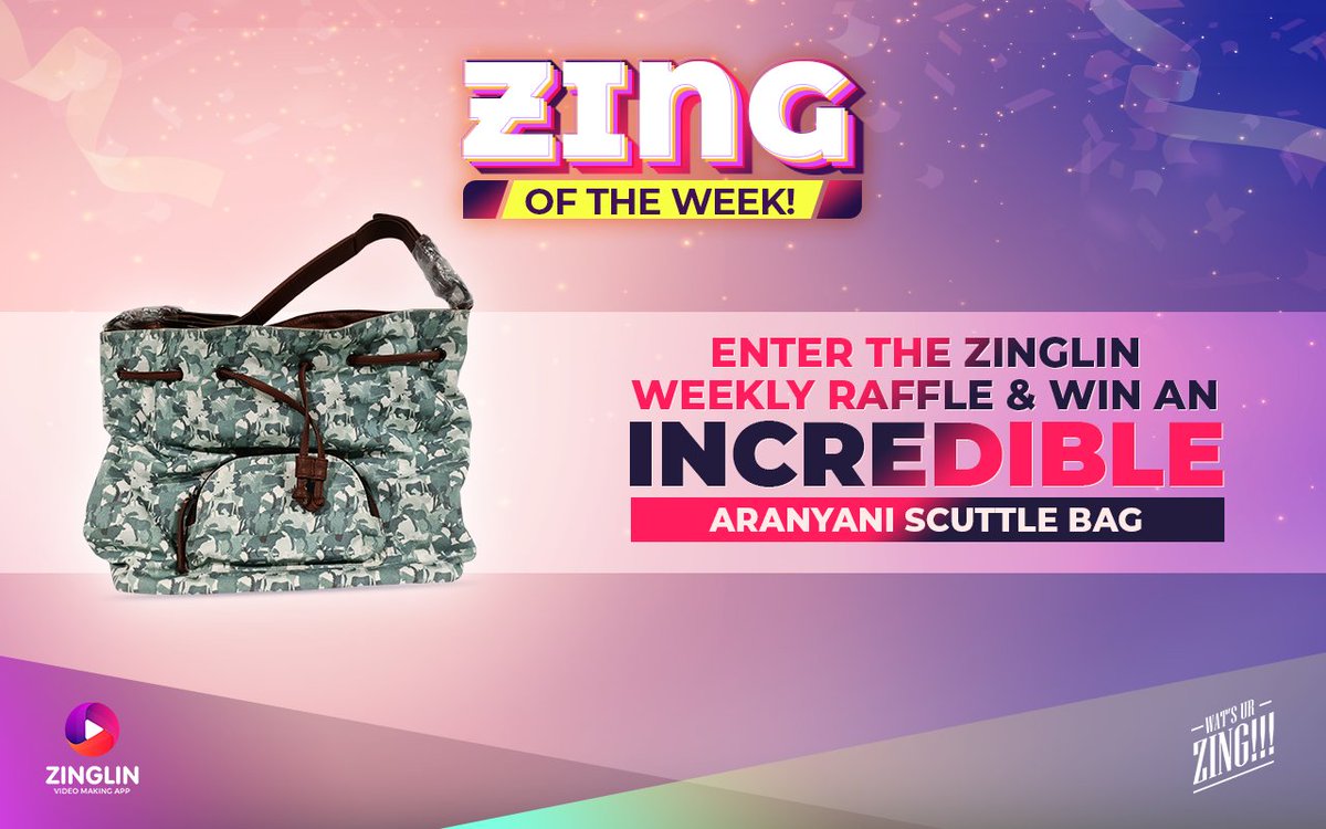 zingshorts's tweet photo. Get trendy with this army print scuttle bag from #Aranyani with this week’s Zinglin raffle prize! Participate and win!!! 

Download now: https://t.co/PUv8rX2UfT

#ParticipateNow #Zinglin #Gifts #WatsUrZing #raffle #aranyani #bag #travel #convenient #armyprint #prizes #luck #win https://t.co/M5INonMQUV