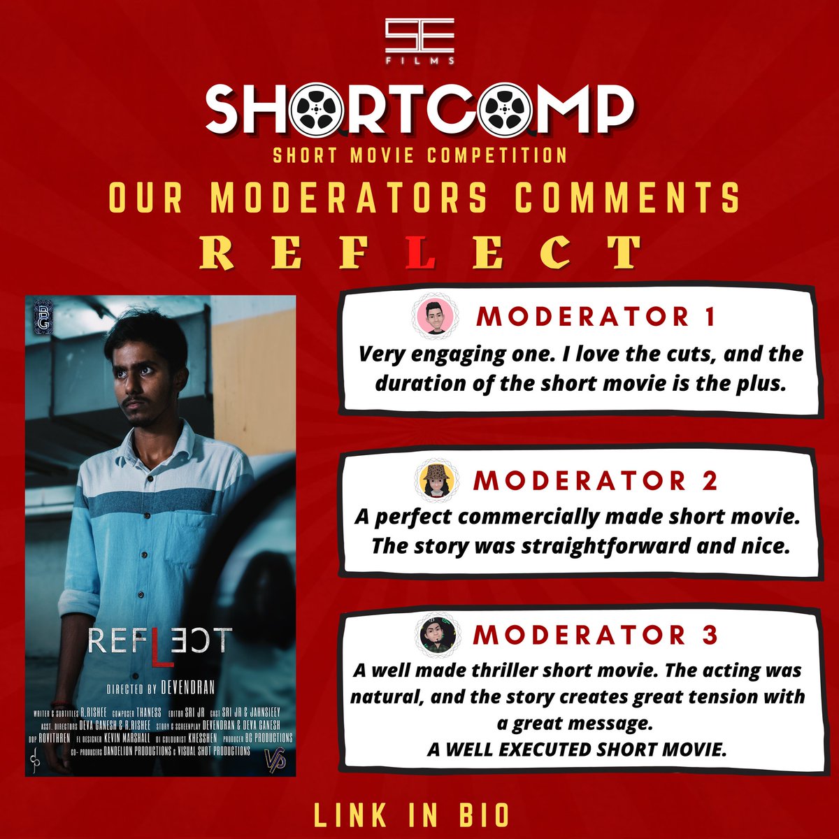 sefilms_net's tweet photo. Here are some comments by our Moderators team.
The people's choice award screening will be available until this Sunday. Watch all the top 6 short films on SE Films Youtube channel.
Link 🔽
https://t.co/mbsWCcOFzy
#SEFilms #ShortComp #shortfilmcompetition #malaysianshortfilm https://t.co/PkBZAr744T
