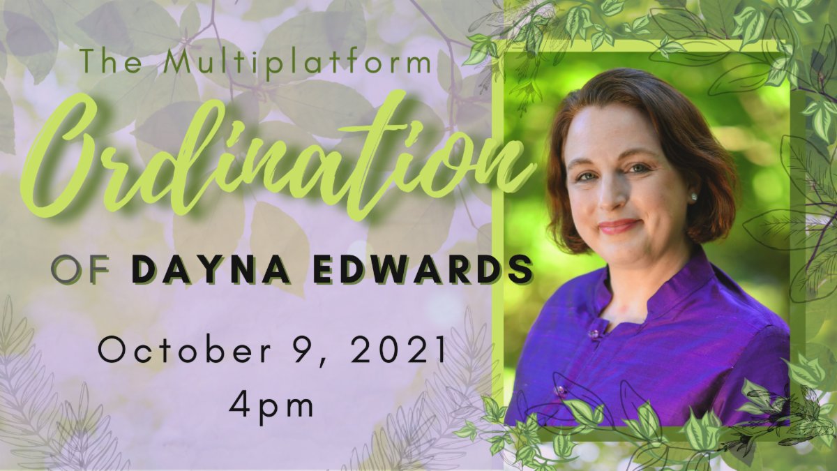 R.S.V.P. to join us for the Ordination of Dayna Edwards, this Saturday, October 9, at 4:00 PM. This is a multi-platform experience and you are welcome to participate in person or online.

R.S.V.P. at tinyurl.com/ordinationDE