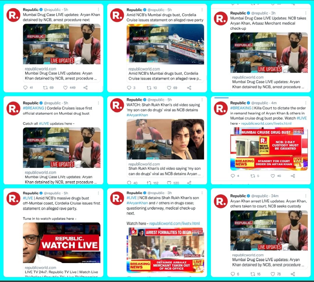 PeeingMedia's tweet photo. @republic Tweets On #AryanKhan is 36.
And on #Lakhimpur  incident is "0"

#GodiMedia Exposing itself. https://t.co/vS2V28ntc5