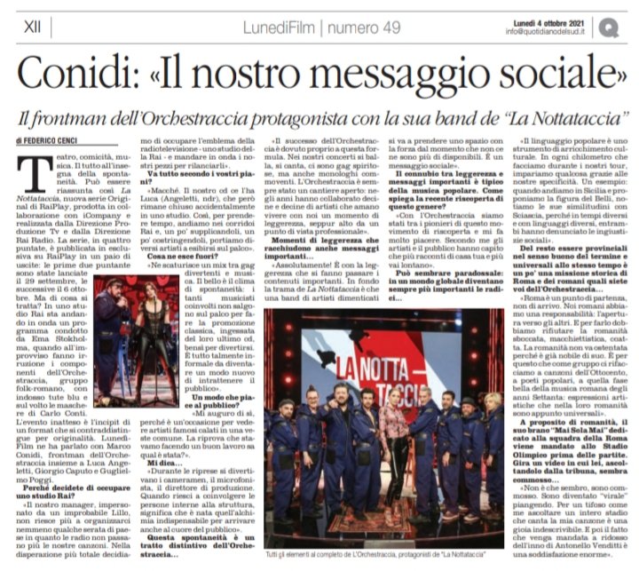 FedeCenci's tweet photo. 🔴 "La romanità non va ostentata, perché è già nobile di suo". Una bella chiacchierata con #MarcoConidi, su LunedìFilm, inserto del Quotidiano del sud @LAltravoce 🔴👇🏻 https://t.co/zRuCXpR3eE
