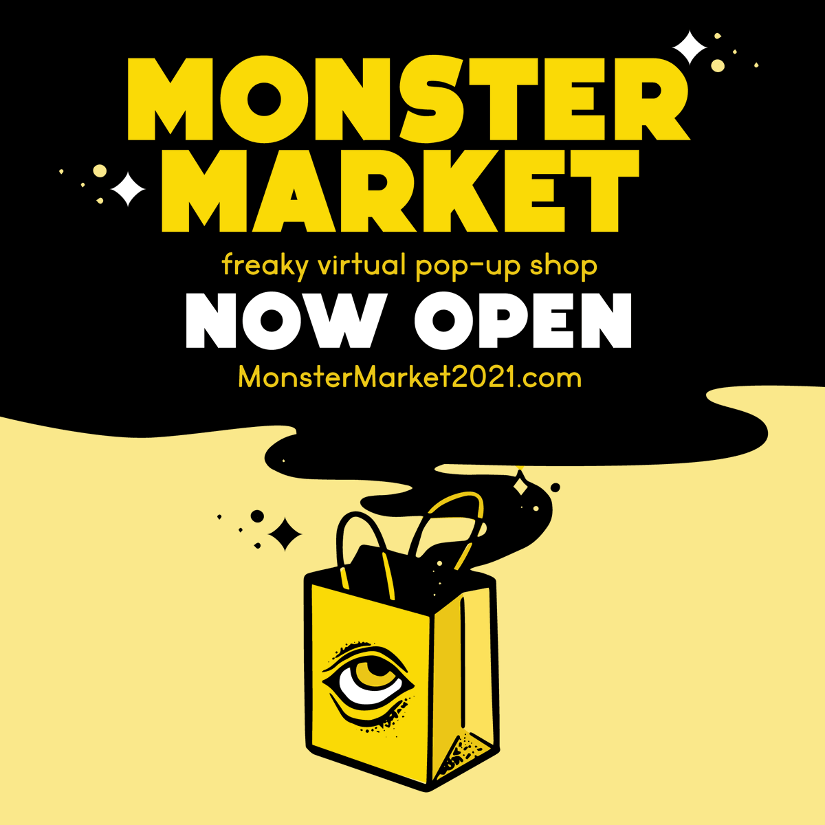 Monster__Market's tweet photo. Monster Market 2021 is open online thru October 31! Shop our massive collection of art &amp; maker-made goods now before they're gone! #monstermarket #onlinepopup https://t.co/lQr3vDD24v