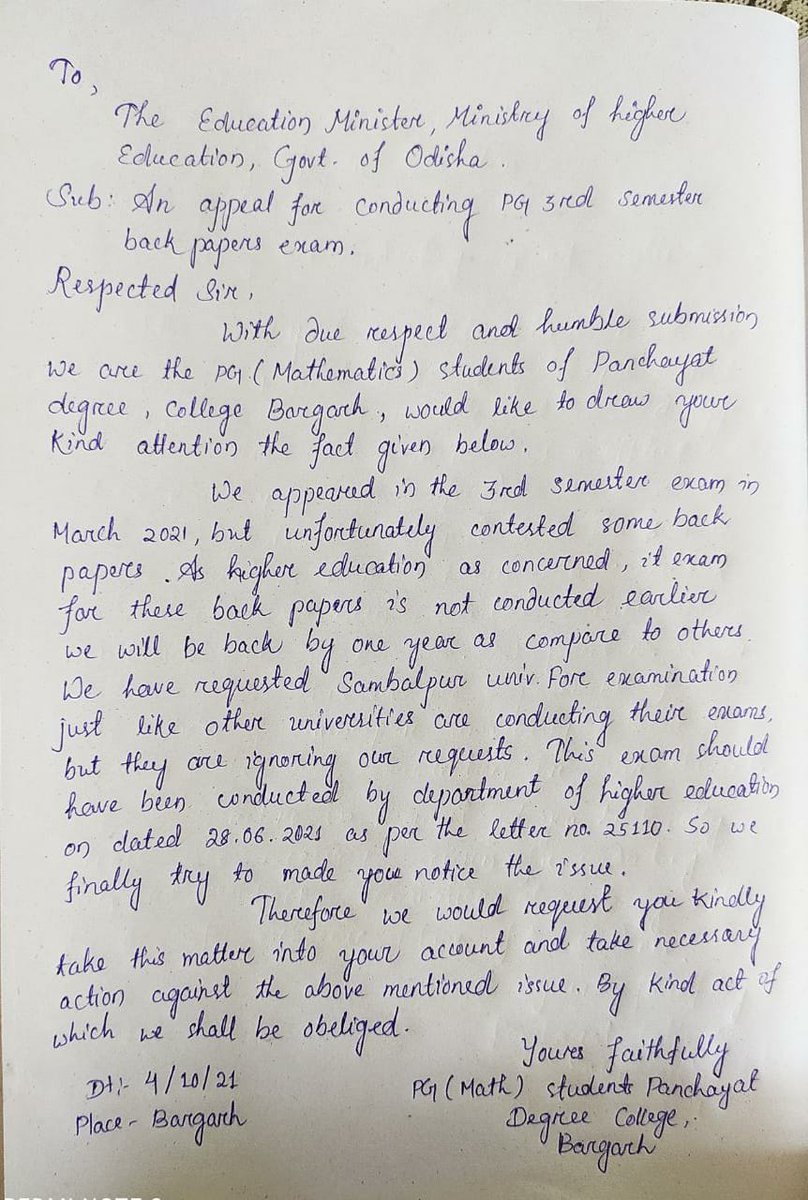 ms_munu's tweet photo. Honourable education minister @dr_arunsahoo sir
@dpradhanbjp sir
@otvnews
@debesh_bjd sir
#wewantEXAM
We want to bring your attention to our trouble which is becoming a serious concern for our career. https://t.co/XmXlpw4m8D