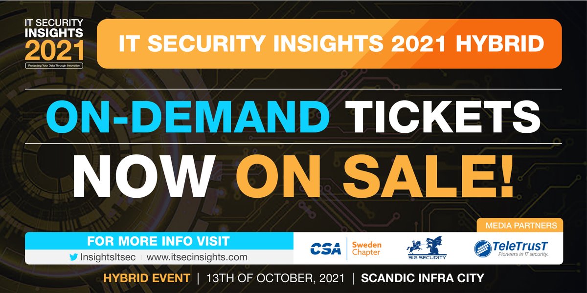 InsightsItsec's tweet image. Excited to announce On-Demand Tickets at  IT Security Insights Conference. Not available, no problem book this ticket anyway and we will make sure you receive all recordings to watch after the conference.

To book your own #OneDemand ticket visit itsecinsights.com
