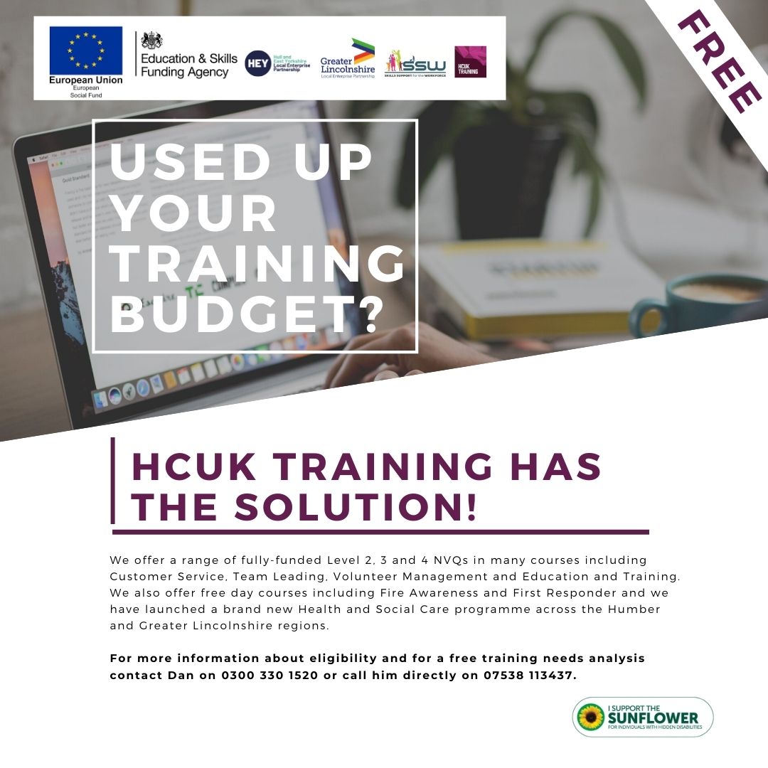 Let HCUK Training take the pressure off finding funding to upskill your staff.  We can help you with anything from one-day training, bespoke training and NVQs. Get in touch today on 0300 330 1520. #training #furlough #nvq #funding #upskill #daycourse #