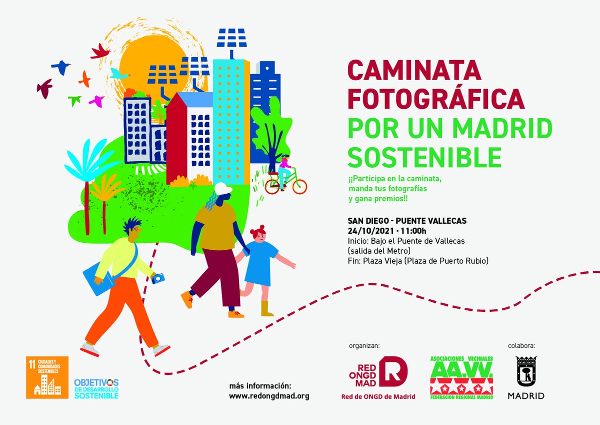📸CAMINATA FOTOGRÁFICA #PorUnMadridSostenible
#PUENTEVALLECAS

📅Domingo 24 OCT. 11:00 
📌Salida de metro bajo el puente

Ven a descubrir tu barrio y gana premios en nuestro concurso fotográfico!!

Inscríbete aquí: redongdmad.org/caminatas-foto…