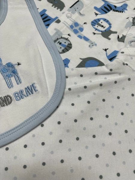 baby_basket1's tweet photo. This 5 piece set by Nursery Time contains a sleepsuit, vest, hat, bib and mittens. A safari printed pattern all over with curious and brave written on the bib.
#cute #sleepsuit #vest #set #smallbusiness #newbusiness #supportsmallbusinesses #animalpattern #safari #baby https://t.co/9sy2VS7TbS