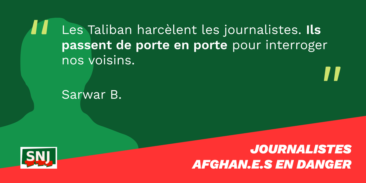 SNJ_national's tweet photo. #Jour22 
Khesraw, Parsa, Sarwar ou Esmatullah... @SNJ_national accompagne des centaines de femmes et hommes journalistes afghans, en danger dans leur pays. Nous réclamons leur évacuation @francediplo @JY_LeDrian @EmmanuelMacron 
#AfghanJournalists 
Voici leurs témoignages ⬇️ https://t.co/fm2qMup1Id